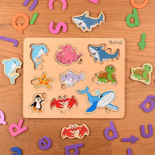 Miniatura 8 de Pikatoyz® Rompecabezas de madera para niños pequeños de 1 a 3 años - Juguetes educativos y de aprendizaje Montessori - Rompecabezas de madera