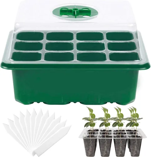 Miniatura 8 de Bandeja de inicio de semillas, juego de 6 juegos de plántulas con cúpula de humedad ajustable, kit de inicio de plantas para el cultivo de semillas