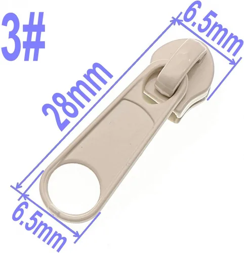 Miniatura 2 de Leekayer 50 tiradores beige #3 para cremalleras de bobina de nailon, deslizadores de cremallera de metal para chaqueta, equipaje, bolsas, bolsas a