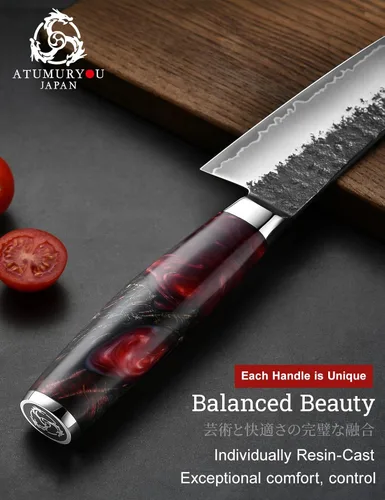 Miniatura 4 de Cuchillo de chef japonés con acero VG10, cuchillo Kiritsuke forjado a mano de 7 pulgadas, cuchillos de cocina afilados con 3 capas de acero