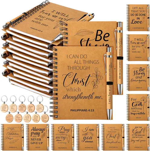 Qeeenar 180 unidades de regalos cristianos para el Día del Padre, diario de oración religiosa, cuaderno de la Biblia inspirador con bolígrafos de la