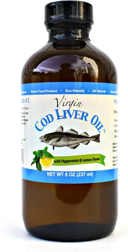 Miniatura 7 de Aceite de hígado de bacalao virgen, 8 onzas líquidas, natural, capturado en la naturaleza y sabor fresco, alto en vitamina D, Omega 3 DHA/EPA