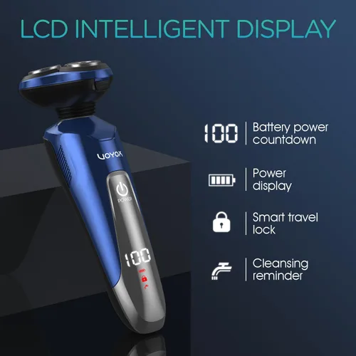 Miniatura 5 de VOYOR Maquinilla de afeitar eléctrica para hombres, afeitadoras inalámbricas para afeitarse con patillas faciales, nariz, oído, pelo, recargable