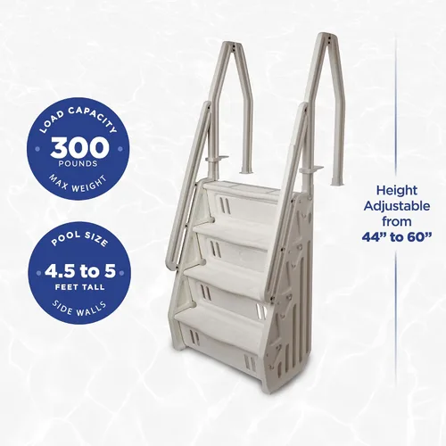 Miniatura 3 de Vinyl Works IN Deluxe - Escalera de piscina ajustable sobre el suelo, de 32 pulgadas, color gris pardo