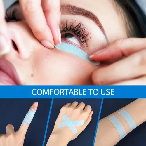 Miniatura 4 de Nuanchu 12 rollos de cinta de pestañas azul a granel, cinta adhesiva reutilizable de silicona para extensiones de pestañas para pieles sensibles