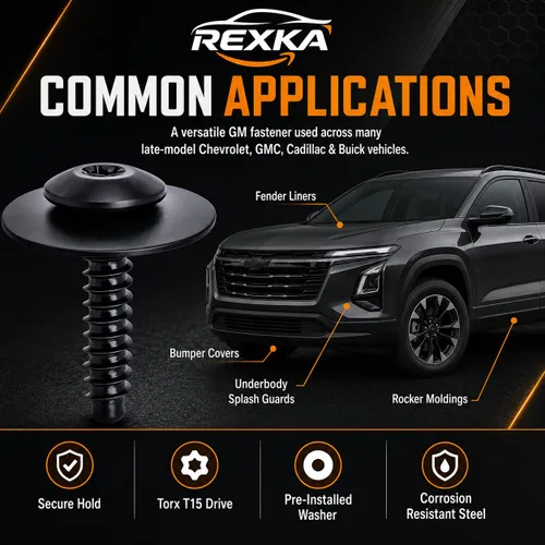 Miniatura 4 de Rexka Tornillo del protector de guardabarros contra salpicaduras 11548270 compatible con GM Chevrolet Camaro Colorado Cruze Equinox Impala Malibu