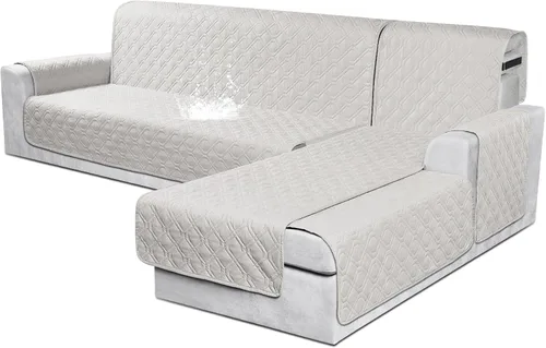 Miniatura 26 de VANSOFY Fundas para Sofá Seccional 100% Impermeables Funda Deslizable para Sofá en Forma de L 3 Piezas Reversible Funda para Chaise Lounge para Sofá