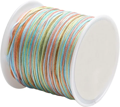 Miniatura 27 de Cordón de nailon para cuentas de 164.0 ft x 0.031 in, hilo de raso satinado de nailon trenzado para manualidades de macramé Mezcla de amarillo 1