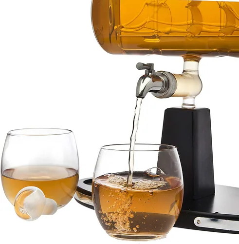 Miniatura 3 de Decantador Godinger de whisky con dispensador, con 2 vasos de whisky, para licor, whisky, bourbon, vodka