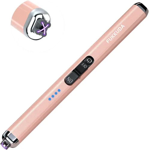 【Actualizado】 Encendedor Eléctrico de Velas de Doble Arco Encendedor USB Recargable Encendedores de Arco de Plasma para Velas (Oro Rosa)