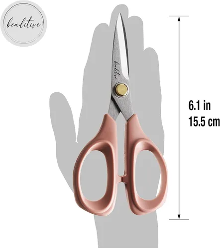 Miniatura 7 de Beaditive Tijeras de costura – Tijeras de tela de acero inoxidable de 6 pulgadas – Tijeras profesionales con hoja dentada para cortar tela y Coral
