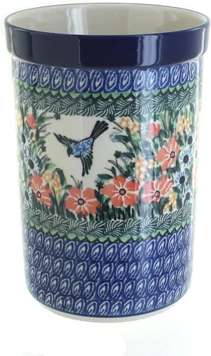 Miniatura 6 de Blue Rose - Tarro de utensilios de cerámica polaca Blue Posy - 7.75 x 5.5 pulgadas - Almacenamiento perfecto para encimera para cucharas, espátulas