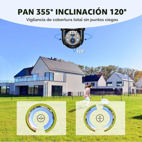 Miniatura 8 de LITYMOL Cámaras de seguridad WiFi 2K 2.4g inalámbricas para exteriores, cámaras solares de vista 360° para seguridad del hogar, visión nocturna a
