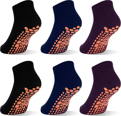 Miniatura 12 de GRPSKCOS Calcetines de Agarre para Niños 6 Pares Calcetines de Agarre para Niños Calcetines de Trampolín Antideslizantes para Tobillo Calcetines