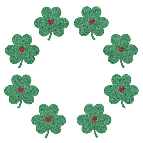 4 pares de pasteles del día de San Patricio, trébol verde, pétalos de trébol de la suerte, pasteles desechables, pétalos irlandeses autoadhesivos