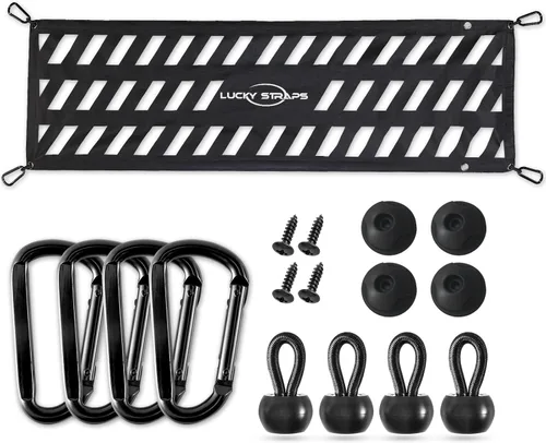 Miniatura 6 de La primera red de carga plana para motocicleta, red elástica de 15 x 15 pulgadas con malla pequeña de 2 x 2 pulgadas y ganchos de metal S, fácil