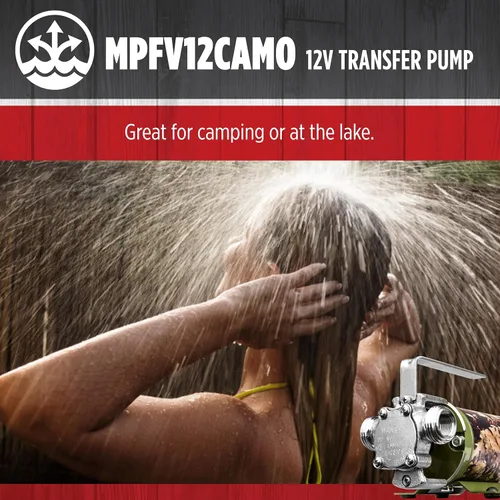 Miniatura 9 de Red Lion MPFV12CAMO 14942008 Bomba de transferencia multiusos no sumergible de 12 V, 300 GPH con adaptador de corriente para vehículo, camuflaje