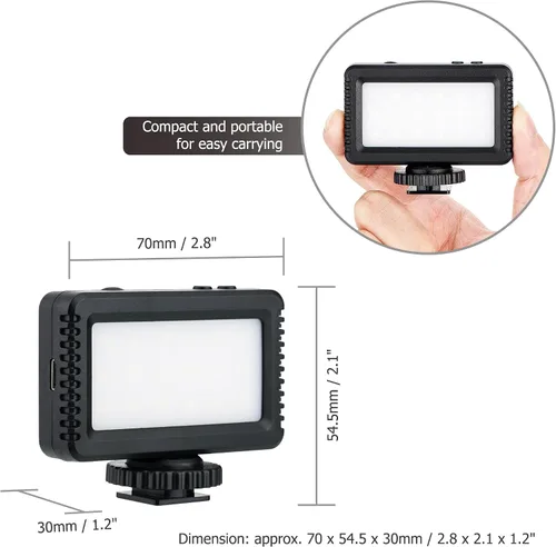 Miniatura 5 de Kiwifotos Mini luz de video LED para Sony ZV-1F ZV1F ZV-1 II ZV1 ZV-E10 II ZVE10 Canon PowerShot V1 EOS R50 V y más cámaras, accesorios de flash