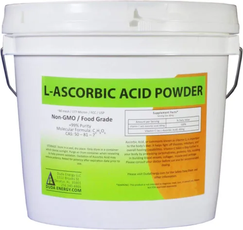 Miniatura 6 de L-Ascórbico, Ácido en Polvo 99.98+%, Grado alimenticio USP/BP Cristales de fermentación natural blanco puro forma de vitamina C - elige