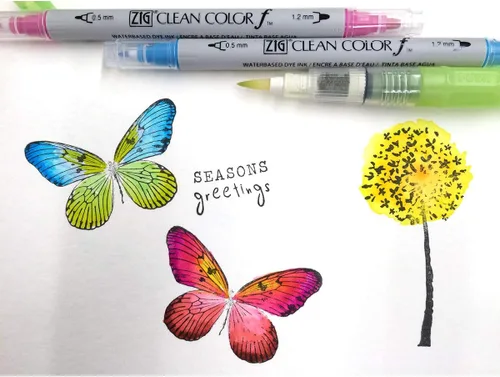 Miniatura 7 de Kuretake ZIG CLEAN COLOR f, 0.020 in y 0.047 in, certificado AP, sin olor, libre de xileno, apto para papel oscuro, perfecto para ilustrar, dibujar