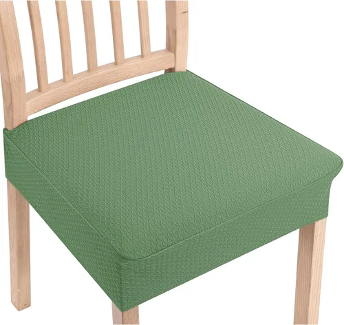 Miniatura 30 de Smiry Juego de 4 fundas de asiento elásticas de jacquard para sillas de comedor, extraíbles y lavables, sin fundas traseras, color gris pardo