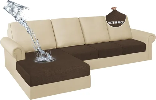 Miniatura 40 de HDCAXKJ Fundas de Cojines para Sofá Seccional 100% Impermeables, 3 Piezas, Forma de L, Funda Seccional Elástica para Chaise, Juego de Fundas