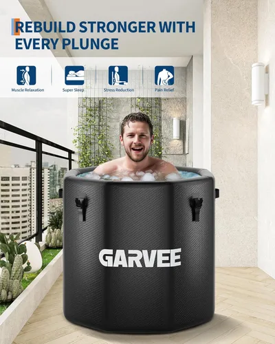 Miniatura 6 de XXL - Bañera de hielo para atletas, compatible con enfriadores de agua, bañera inflable de 186 galones con tapa aislada, portátil para recuperación