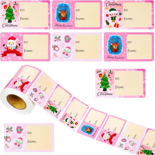 Miniatura 27 de Outus 500 Piezas Etiquetas de Navidad Autoadhesivas Etiquetas de Regalo para Regalos de Navidad Etiquetas de Nombre de Navidad Pegatinas para Papel