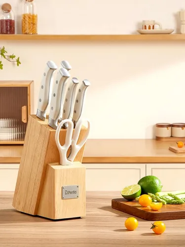 Miniatura 6 de D.Perlla - Juego de cuchillos de cocina de 8 piezas con afilador integrado, juego de bloques de cuchillos de acero inoxidable alemán de carbono