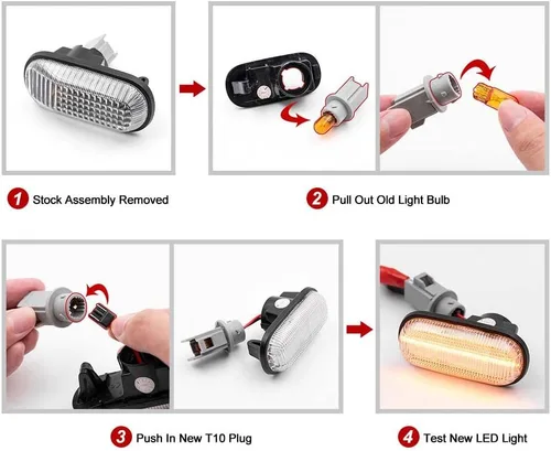 Miniatura 7 de 2 piezas de luces LED ámbar completas para Infiniti G35 coupe Skyline V35 2003-2007, lente ahumada, lámpara de señal de giro lateral delantera