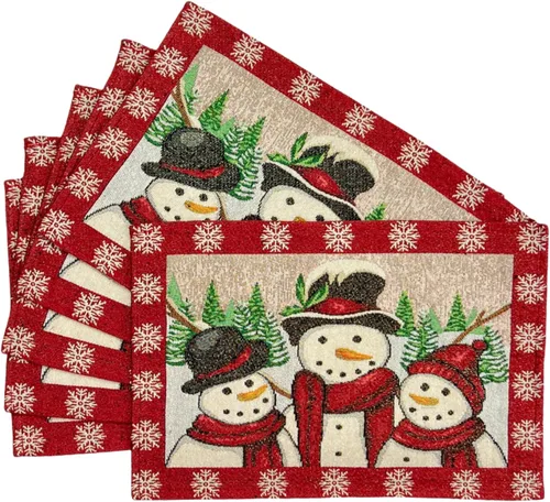 Miniatura 39 de Juego de seis (6) manteles individuales de Navidad con textura de chenilla de Fancy Fun, tejido de tapicería, para fiestas, Navidad, temporadas