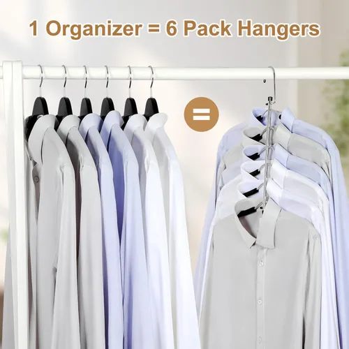 Miniatura 4 de TOPIA HANGER Percha para Ropa que Ahorra Espacio, Perchas de 6 Niveles para Camisas y Abrigos que Ahorran Espacio Sin Protuberancia en los Hombros