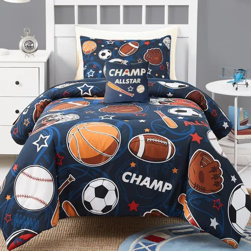 Miniatura 20 de Juego de edredón para niños Kaleido Space tamaño individual para niños, juego de ropa de cama para niños con luz en la oscuridad para jugadores, 1