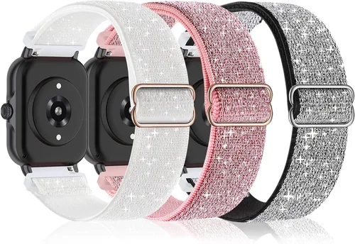 Miniatura 17 de Bolesi Correas elásticas de nailon compatibles con Amazfit Active 2 (cuadradas)/Active 3 Premium/Active, paquete de 3 correas deportivas de repuesto
