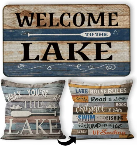 Miniatura 6 de Welcome to The Lake - Felpudo decorativo para interiores y exteriores, 17 x 30 pulgadas, para entrada de sala de casa del lago, regalos para amantes