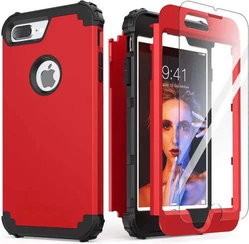 Miniatura 11 de IDweel Funda para iPhone 8 Plus, para iPhone 7 Plus con Protector de Pantalla, 3 en 1 Híbrida Resistente a Golpes de Servicio Pesado, Cubierta Dura