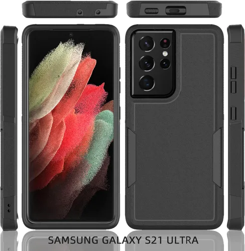 Miniatura 9 de Funda para Samsung Galaxy S21 Ultra: funda protectora de doble capa resistente para teléfono celular, a prueba de golpes, con protector de pantalla