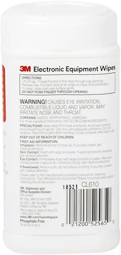 Miniatura 7 de 3M Toallitas de limpieza para equipos electrónicos, 1 capa, 5.5 x 6.75, sin perfume, blanco, 80bote