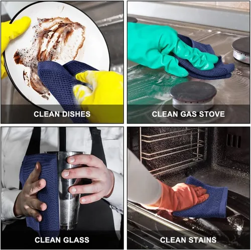 Miniatura 5 de Nialnant - Toalla de cocina 100% algodón, tejido gofre, suave, absorbente y de secado rápido, toallas para secar platos, trapos de limpieza - Multi