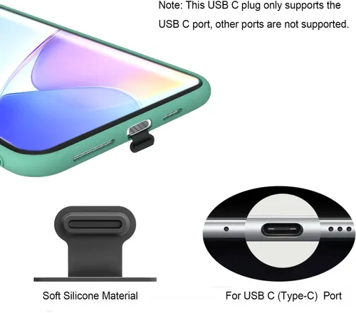 Miniatura 2 de Tapones antipérdida de polvo tipo USB C, cubiertas de silicona para puerto USB tipo C, con adhesivo desmontable para teléfono móvil, compatibles