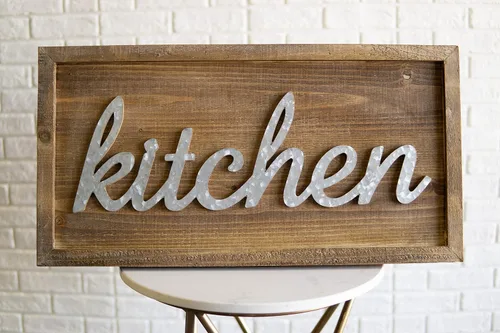 Miniatura 7 de Ebros Gift Placa de pared de madera y metal galvanizado para cocina, letrero para decoración del hogar, comedor, fiesta, anfitrión, 24 x 12 pulgadas