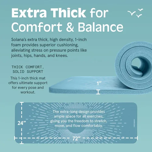 Miniatura 3 de Retrospec Solana - Tapete de yoga de 1 pulgada de grosor con correa de nailon, unisex, antideslizante, para yoga, pilates, estiramiento, ejercicios