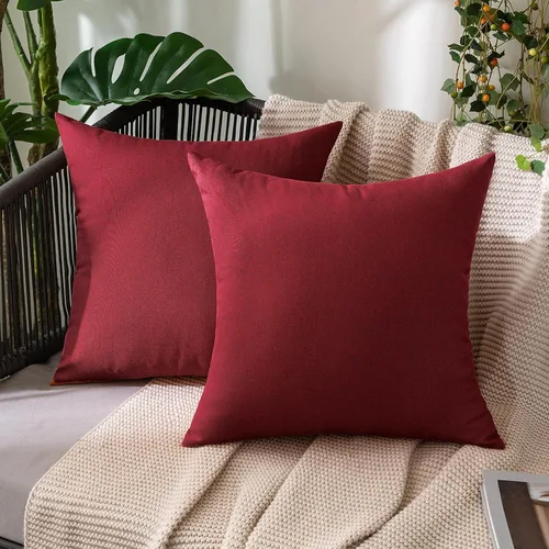 Miniatura 27 de MIULEE Paquete de 2 fundas decorativas para almohadas de exterior, sólidas, impermeables, de lino sintético, estilo granja de jardín, fundas de Óxido