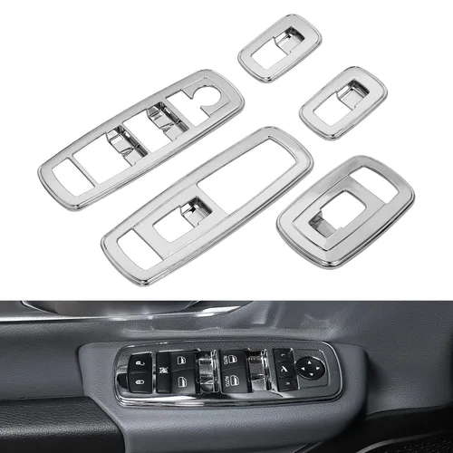 Miniatura 20 de Voodonala Interruptor de elevación de ventana, botón de control de elevalunas eléctrico, embellecedor para Dodge Charger Durango 2011-2025, para RAM