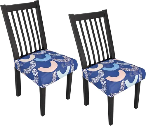 Miniatura 24 de Juego de 4 fundas elásticas para sillas de comedor, fundas para sillas de comedor con estampado floral, fundas para asientos de sillas con estampado
