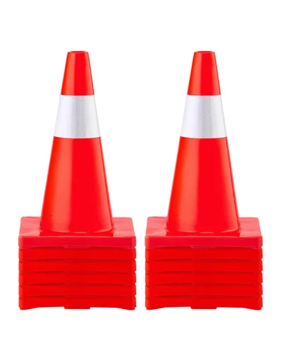 VEVOR Paquete de 12 conos de tráfico de 18 pulgadas, conos de estacionamiento de seguridad en carretera, base de PVC, cono de tráfico naranja con