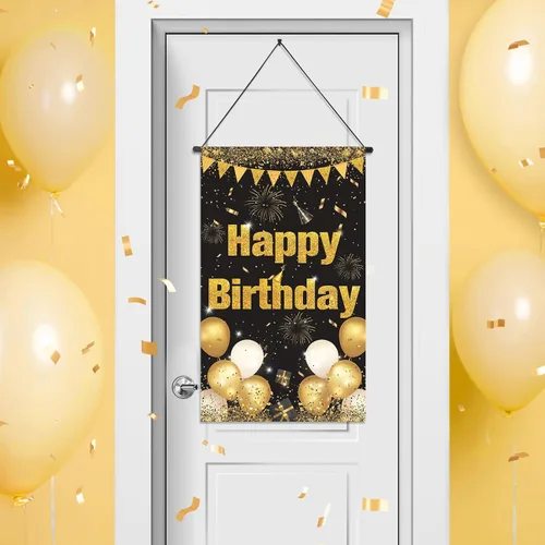 Cartel para puerta de cumpleaños y decoración de colgador, letrero de porche para niños y hombres