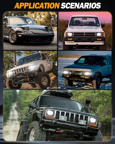 Miniatura 6 de CO LIGHT Faros delanteros LED rectangulares de 7 x 6, 5 x 7, haz alto/bajo, faros delanteros sellados compatibles con Cherokee XJ Wrangler YJ