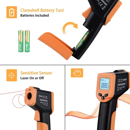 Miniatura 4 de Pistola Termómetro Infrarrojo para Cocinar, Pistola Termómetro Láser OnniOne para Horno de Pizza Blackstone, Pistola de Temperatura sin Contacto