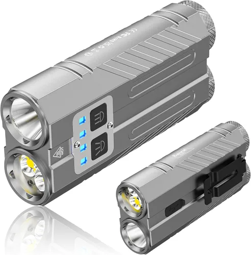 Miniatura 11 de Banral Potente linterna pequeña recargable, 3100 lúmenes altos, linternas tácticas planas, luz de flash de bolsillo compacto para automóvil